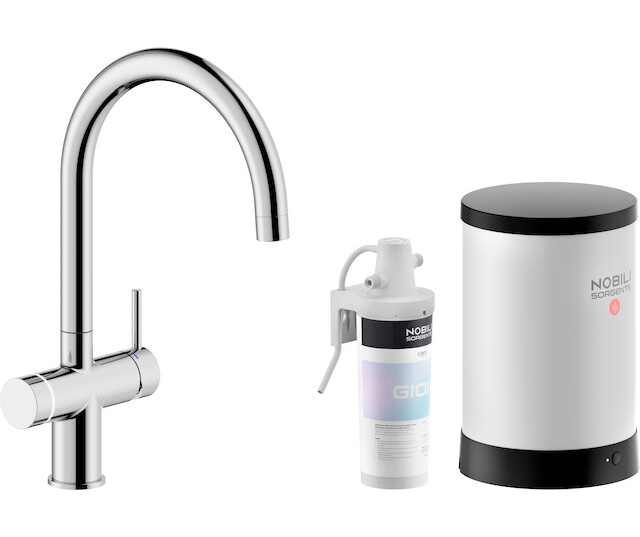 Fregadero, bimando electr&oacute;nico con sistema calentador de 4 litros presurizado