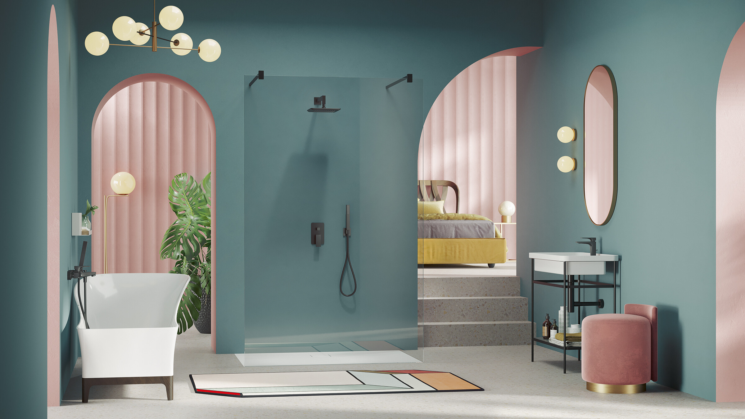 Vista de un ba&ntilde;o con l&iacute;nea Seven