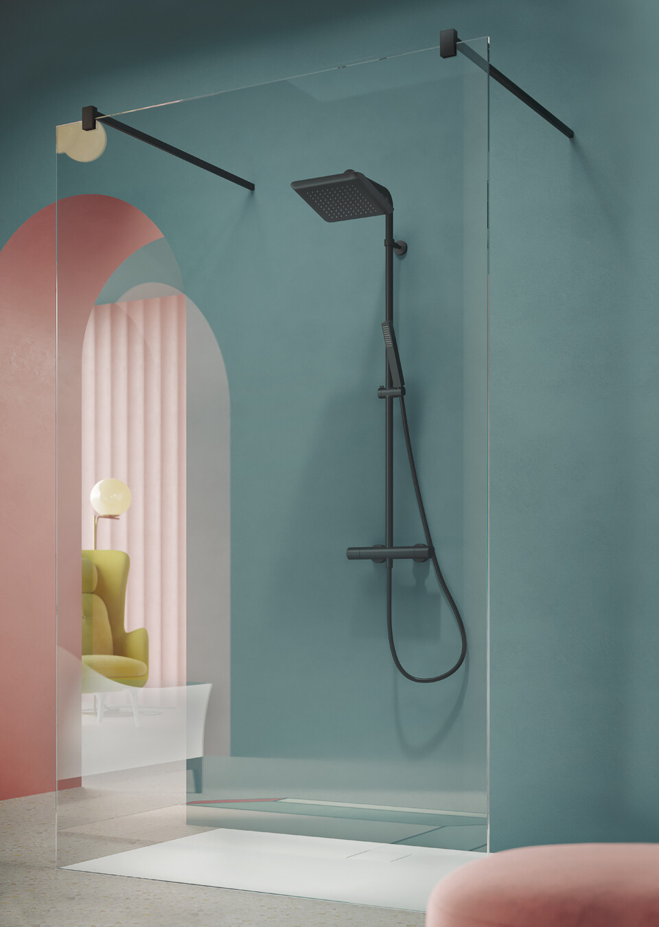 Vista lateral ducha Seven