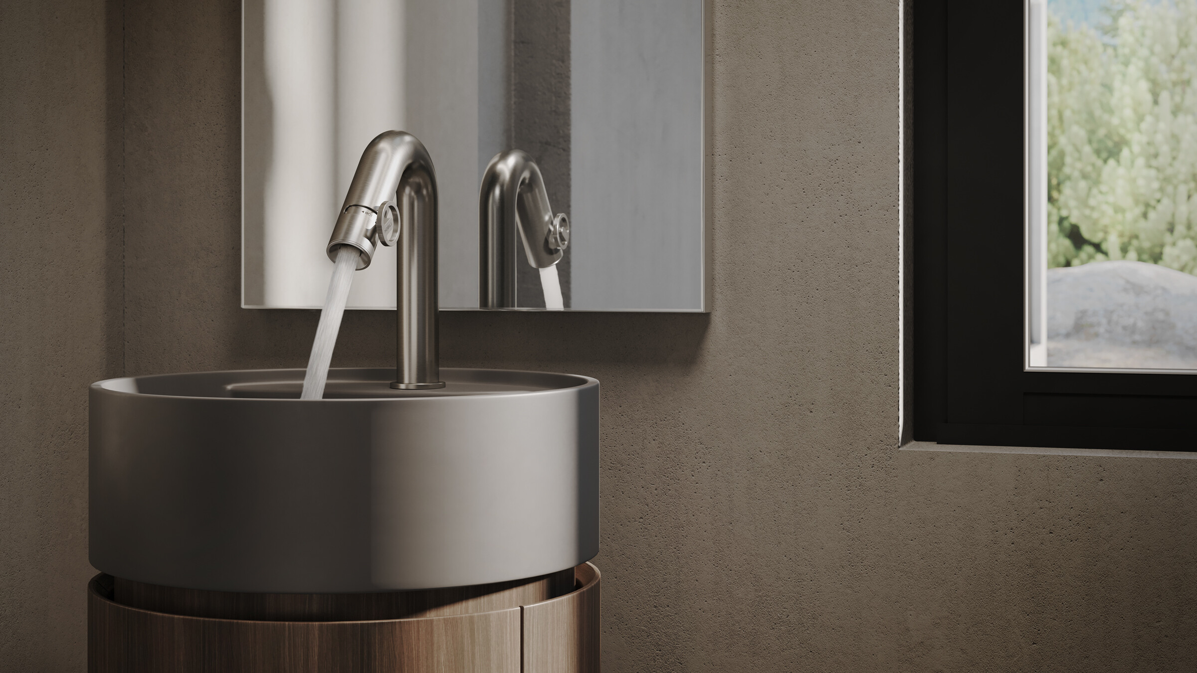 Vista de frente griferia de lavabo